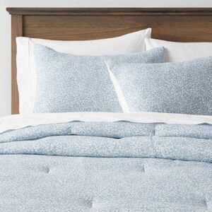 Open Box - Threshold - Cotton Comforter Set Floral Fabric Blue Blue
